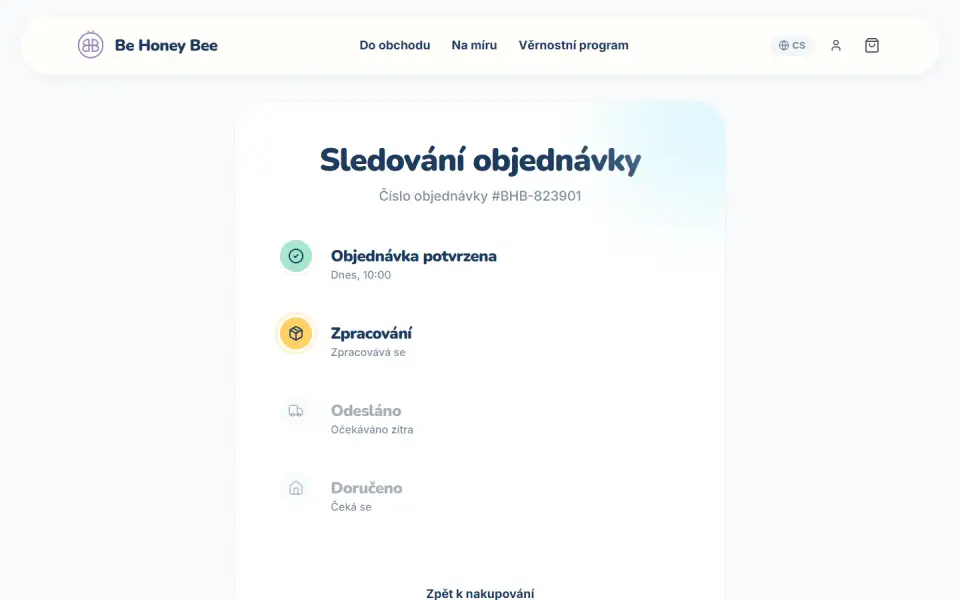 Stav objednávky krok po kroku