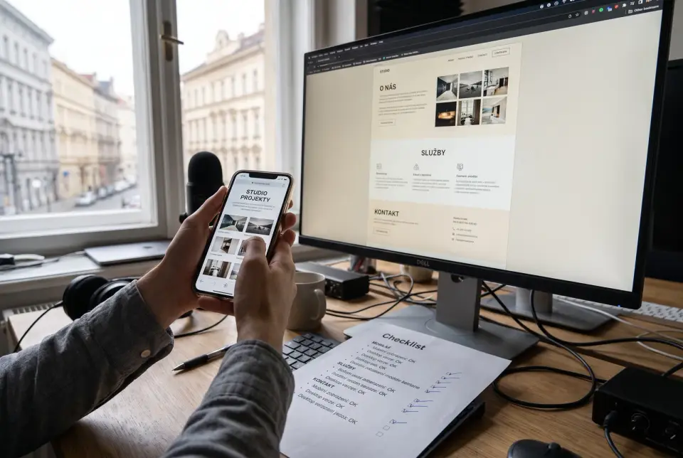 Před vydáním projdeme hotový web proti návrhu obrazovku po obrazovce, na mobilu i na počítači.