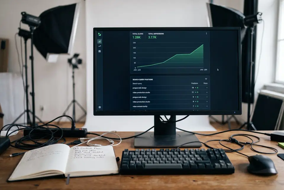 Opravíme technické brzdy webu, napíšeme stránky a články na dotazy, které tví zákazníci opravdu zadávají, a postupně budeme posouvat pozice.